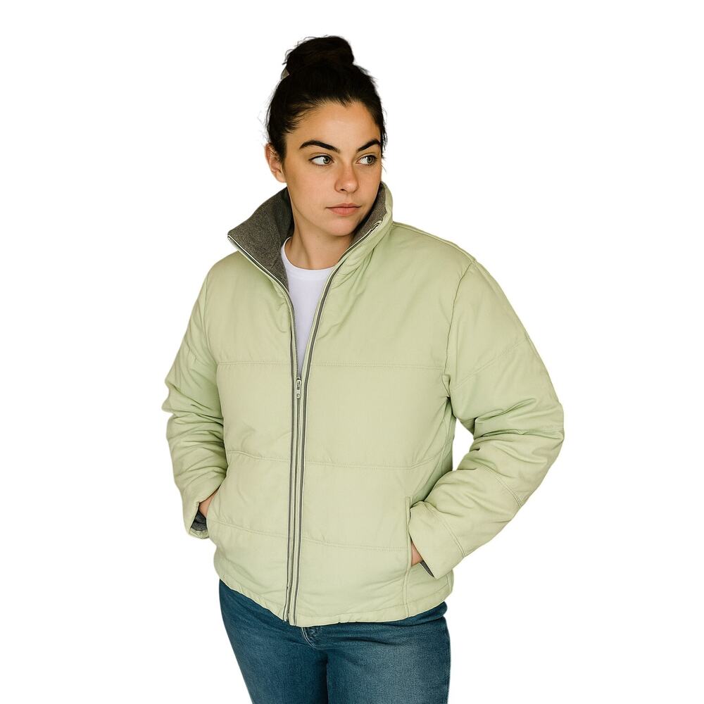 Zero Xposur Women’s Puffer Jacket — Light Green with Gray Fleece Lining (M)